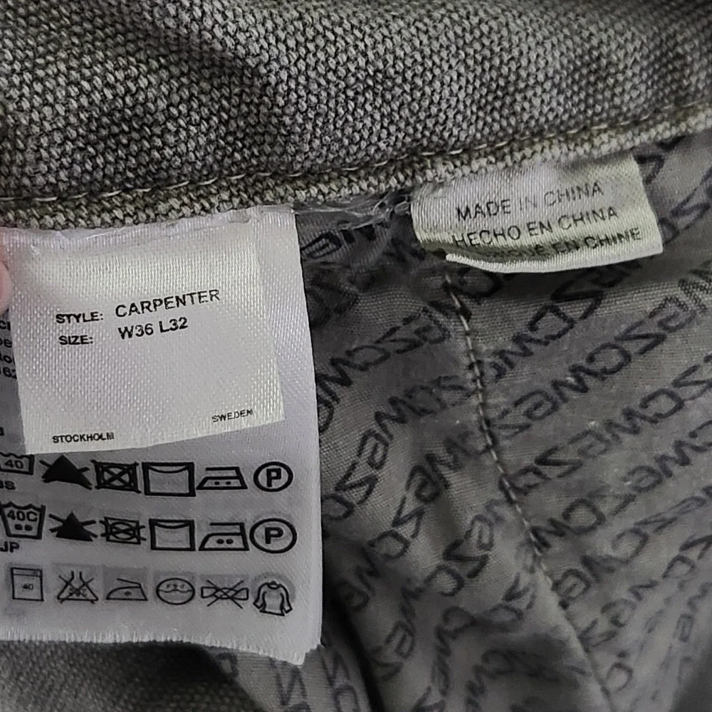 WeSC Carpenter Pants Mens 36x32 Sage Green Canvas Utility Workwear P115986T